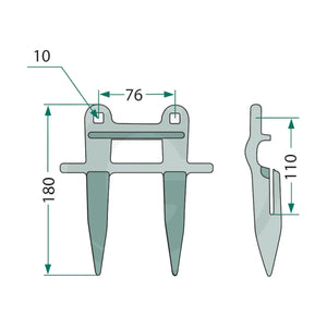 Schita dimensiuni Deget dublu 6" compatibil Case IH, Massey Ferguson GRANIT 525D44104500