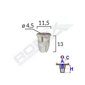 Clips fixare prag pentru Mercedes 11.5X13MM - alb set 25 buc Romix A82019 – imagine 2