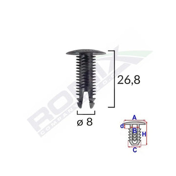 Clips tapiterie pentru fiat/lancia/alfa Romeo - negru set 10 buc Romix 10404