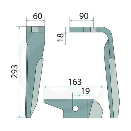 Schita dimensiuni Dinti pentru grapa rotativa dreapta pentru Amazone GRANIT 180RH-AMA-04R