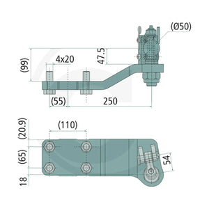 Schita dimensiuni Directie fortata dreapta pentru John Deere SAUERMANN 711127111