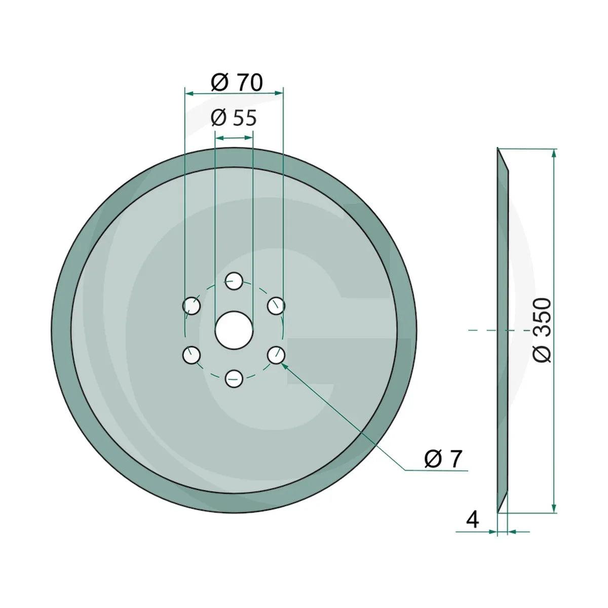 Schita dimensiuni Disc brazdar plat 350mm neted GRANIT 1800560020