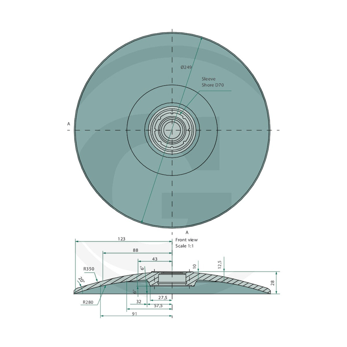 Schita dimensiuni Disc flex GRANIT 18018041