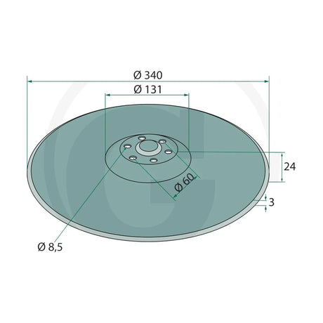Schita dimensiuni Disc hexagonal neted, Ø 340 x 3 mm GRANIT 56031 23010201