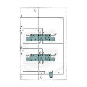 Schita dimensiuni Distribuitor hidraulic BM 40/2 GU-2x MO-A1-T BLB 86503003 – 3
