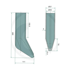 Schita dimensiuni Duza cauciuc piesa de tractare GRANIT 4052000040