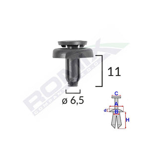Clips fixare pentru TOYOTA6.5X11MM negru set 10 buc Romix C60549