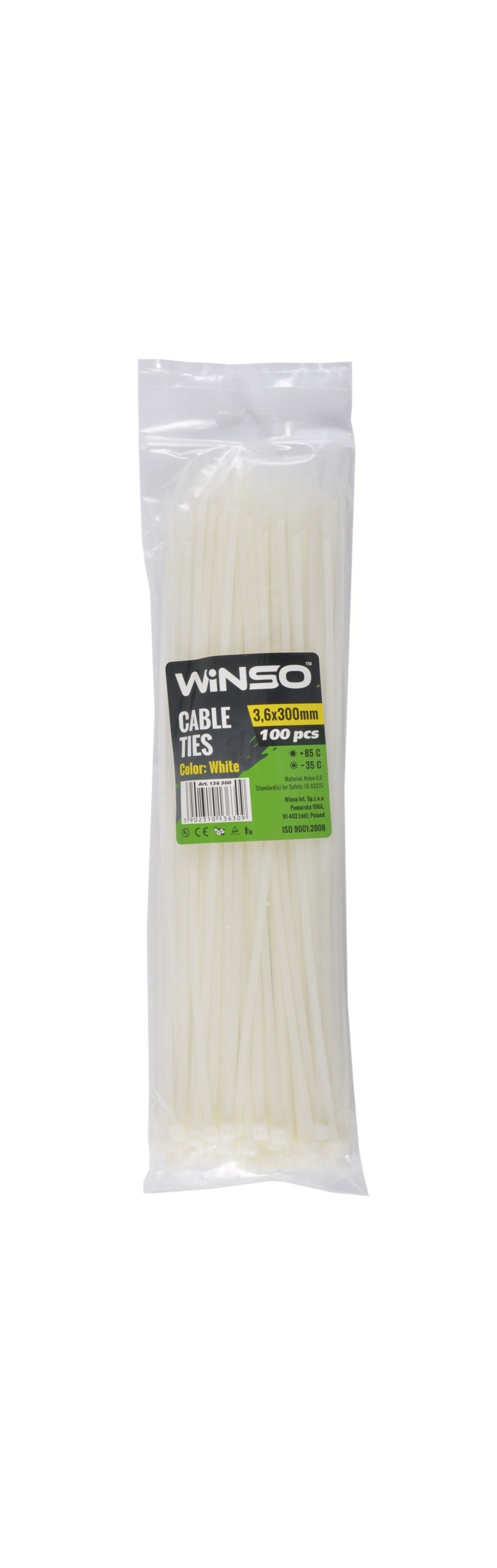 Coliere plastic 3,6x300 Alb - Set 100 buc Winso 136300