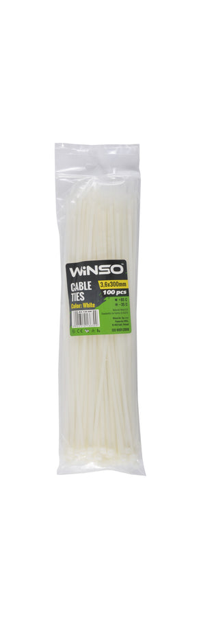 Coliere plastic 3,6x300 Alb - Set 100 buc Winso 136300