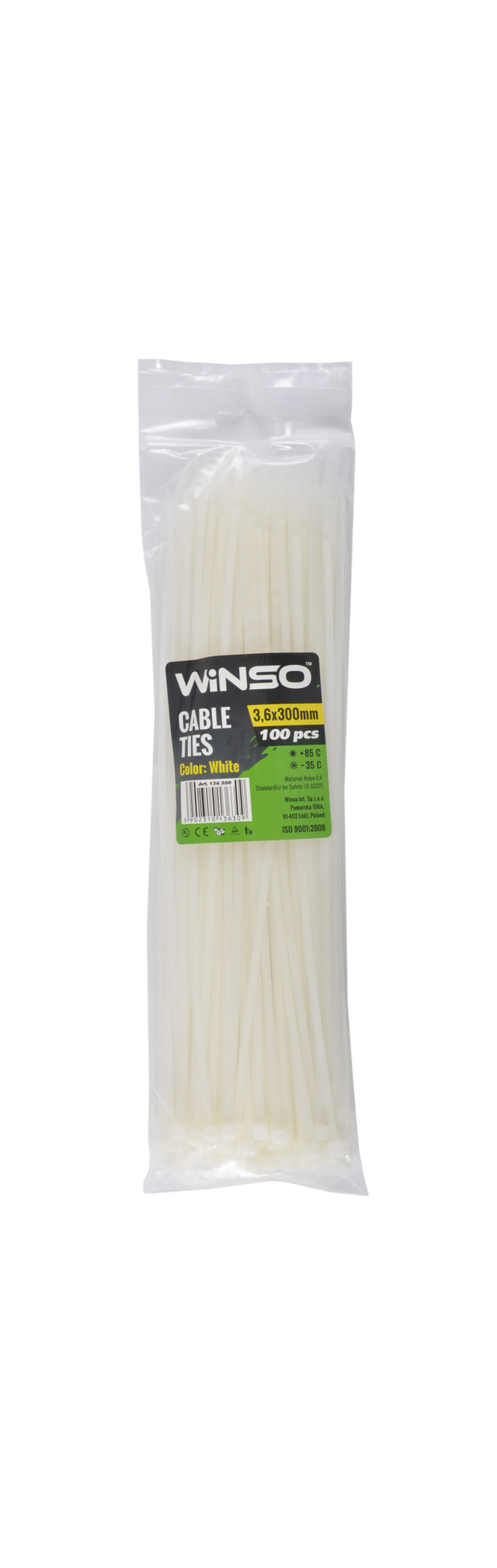 Coliere plastic 3,6x300 Alb - Set 100 buc Winso 136300