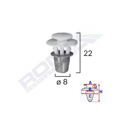 Clips fixare elemente exterioare pentru Seat Vw 8X22MM - alb set 10 buc Romix A81056