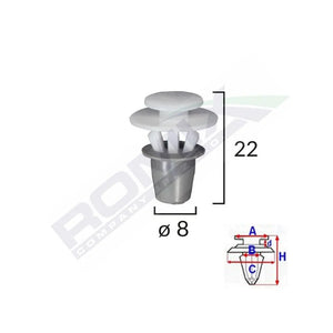 Clips fixare elemente exterioare pentru Seat Vw 8X22MM - alb set 10 buc Romix A81056 – imagine 2