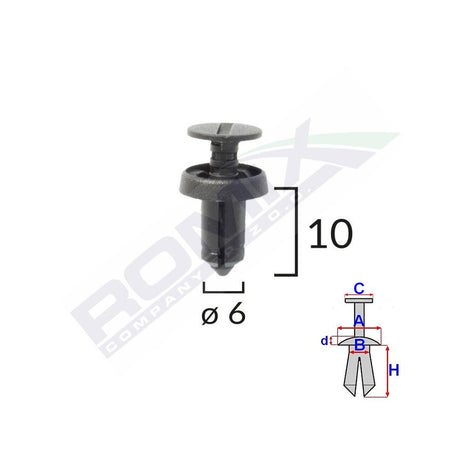 Clips fixare pentru Dacia Renault 6X10MM - negru set 10 buc Romix C10045