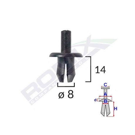 Clips fixare Volvo 8X14MM - negru set 10 buc Romix B25678