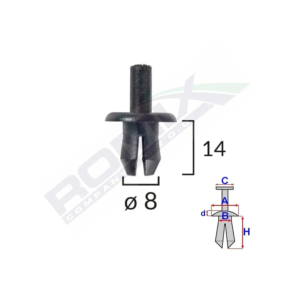 Clips fixare Volvo 8X14MM - negru set 10 buc Romix B25678 – imagine 2