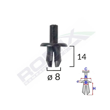 Clips fixare Volvo 8X14MM - negru set 10 buc Romix B25678 – imagine 2