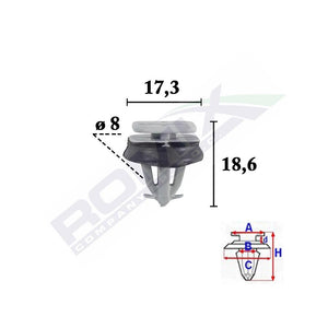 Clips fixare pentru Iveco daily 2006 -8X18.6MM gri - set 10 buc Romix C70574