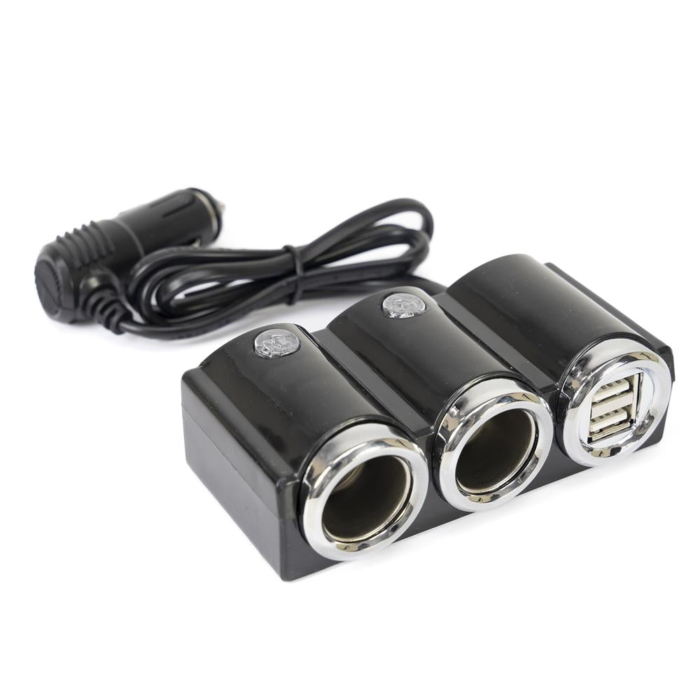 Incarcator auto spliter Pni lighter 20 12V/24V, cu 2 iesiri bricheta, 2 x USB (1A), indicator LED PNI-SBR20