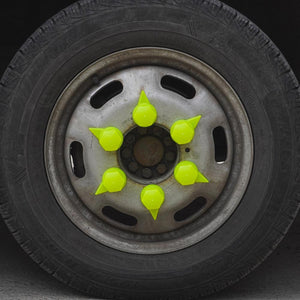 Set 10 bucati capac plastic pentru prezon roata cu indicator 33 mm neon galben 41 mm Mega Drive NN33 Z/Y/NEON WS