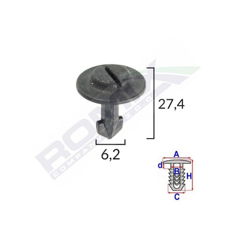 Clips fixare elemente roata pentru audi/seat/vw 6.2X27.4MM - negru set 10 buc Romix 80101