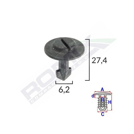 Clips fixare elemente roata pentru audi/seat/vw 6.2X27.4MM - negru set 10 buc Romix 80101 – imagine 3