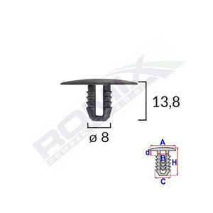 Clips fixare capac motor pentru Ford 8X13.8MM - negru set 10 buc Romix A15749