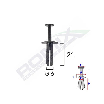 Clips fixare pentru bmw/opel 6X21MM - negru set 10 buc Romix C10009