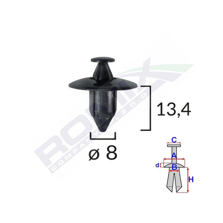 Clips fixare pentru honda/suzuki/volvo 8X13.4MM - negru set 10 buc Romix B16782
