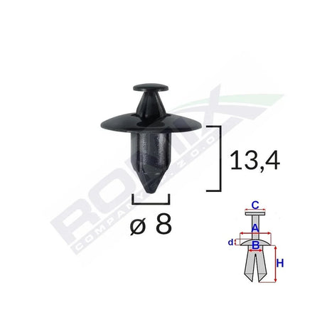 Clips fixare pentru honda/suzuki/volvo 8X13.4MM - negru set 10 buc Romix B16782 – imagine 2