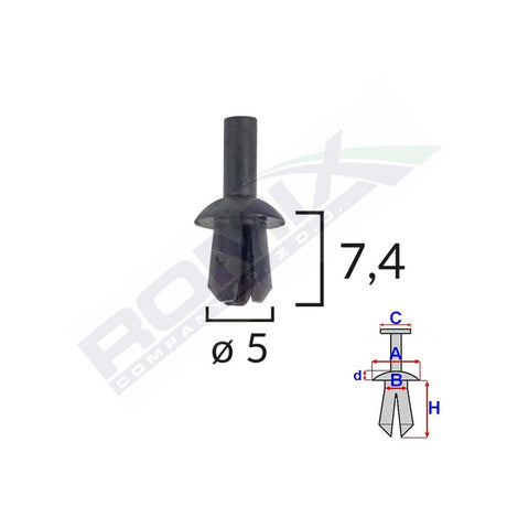 Clips fixare pentru audi/vw 5X7.4MM - negru set 25 buc Romix A175069
