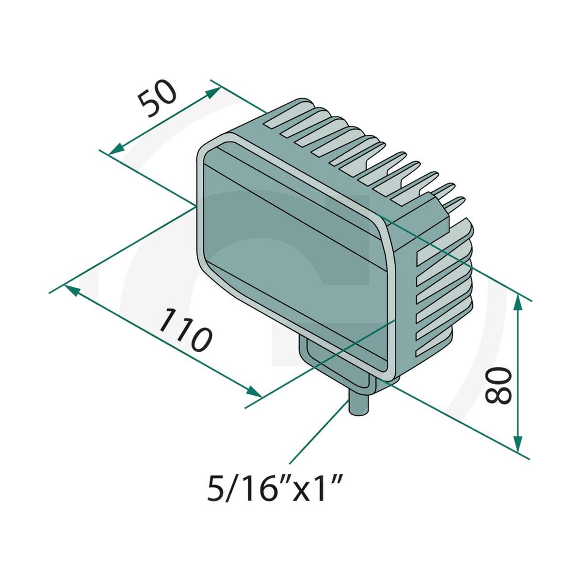 Schita dimensiuni Far de lucru cu LED 1000 compatibil John Deere GRANIT 70799251