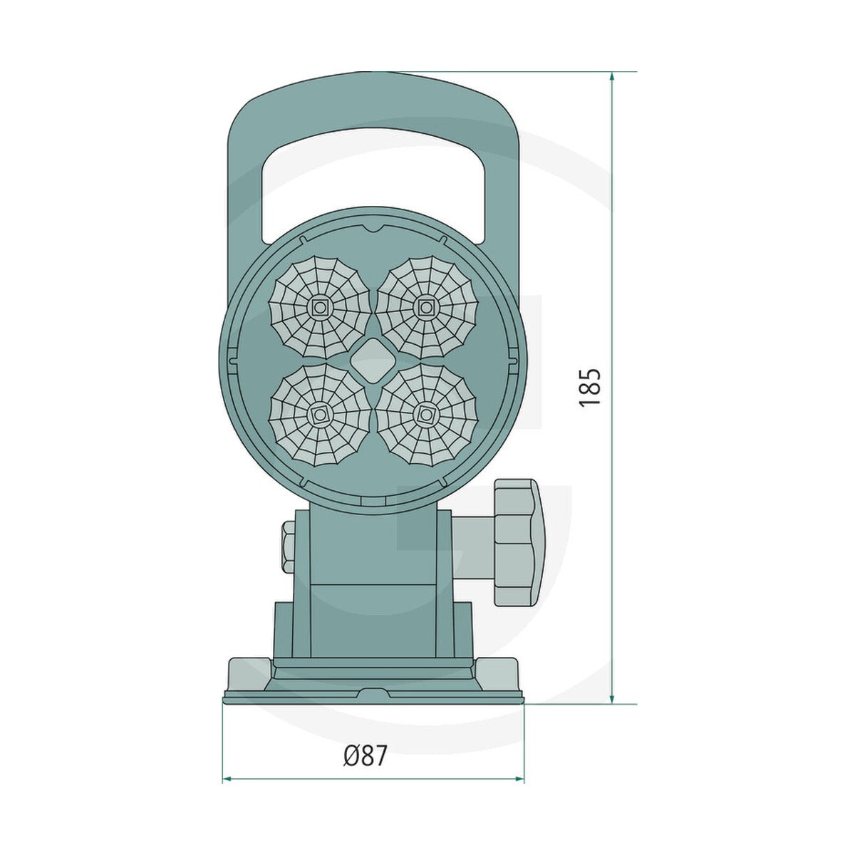 Schita dimensiuni Far de lucru cu LED, in cutie Raza lunga GRANIT 7070010094