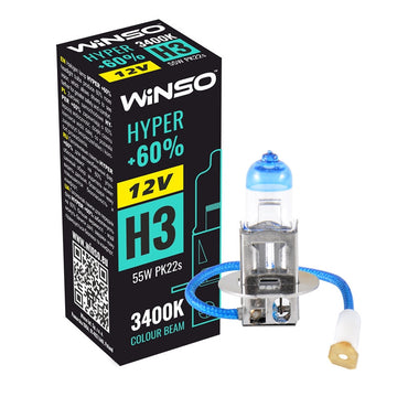 Bec Halogen Winso Hyper +60% H3 - 12V, 55W PK22s ● 3400K 712320