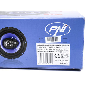 Difuzoare auto coaxiale Pni HIFI650, 120W, 16.5 cm, 3 cai, grila inclusa, set 2 buc PNI-FI650