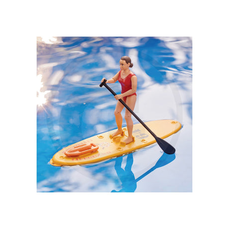Figurina Bworld Life Guard cu stand up paddle, scara 1:16 Bruder 12276786 – imagine 5
