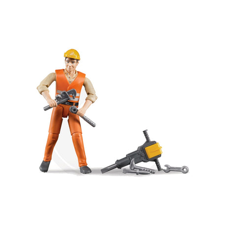 Figurina muncitor cu accesorii, scara 1:16 Bruder 60020 – imagine 2