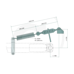 Schita dimensiuni Fixator complet cu suport, arc de tractiune JOST 22060006