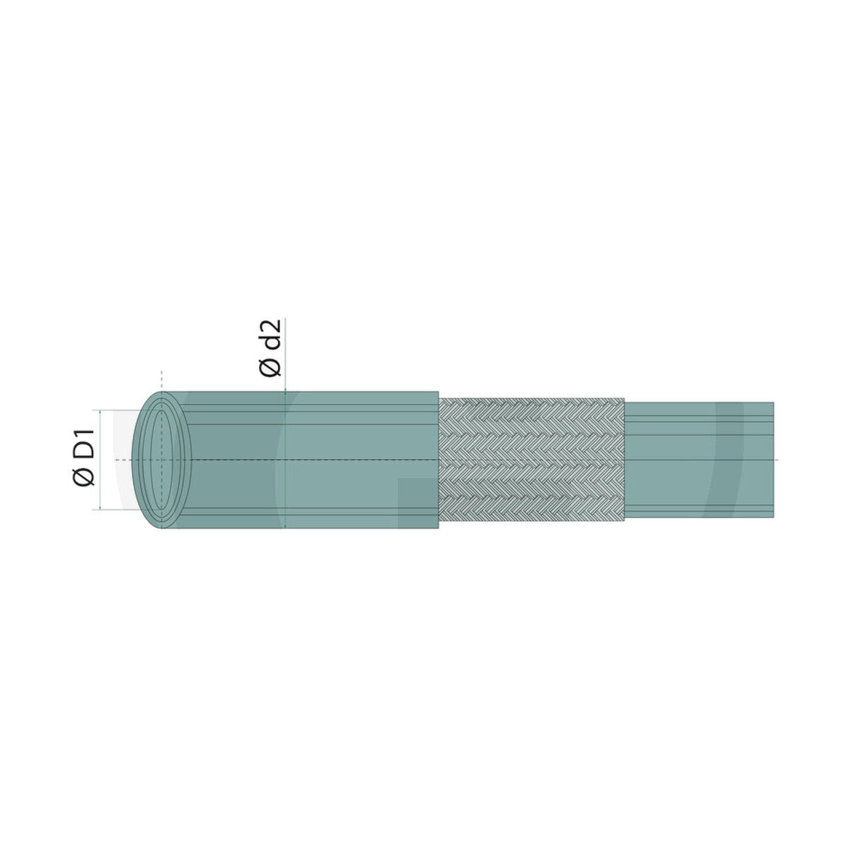 Schita dimensiuni Furtun de curatat de inalta presiune drept, cu umplutura de grasime GROENEVELD-BEKA 30615ZS1455
