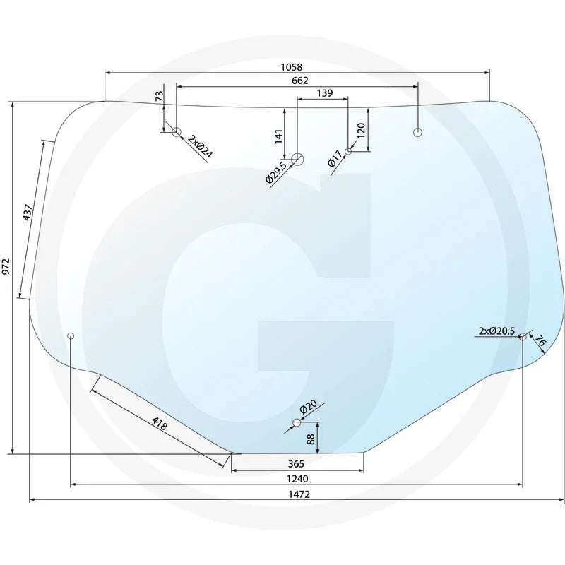 Geam spate luneta tractor New Holland Case Steyr – 650S030887