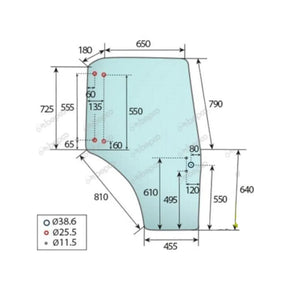 Geam usa dreapta CNH 0.010.7099.0 verde