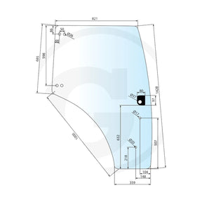 Schita dimensiuni Geam usa stanga tractor Case IH New Holland Steyr GRANIT 65017081