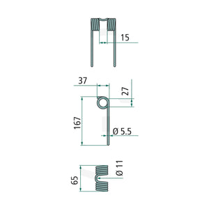 Schita dimensiuni Gheara elastica pick-up 4 spirale compatibila Deutz-Fahr, Taarup, Vicon/PZ GRANIT 52516618868