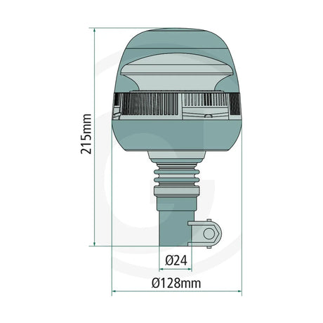 Schita dimensiuni Girofar cu LED 12 / 24V, prindere pe tija compatibil Jungheinrich, Still SACEX 70799508