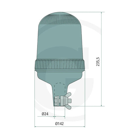 Schita dimensiuni Girofar H1 12 V, prindere pe tija compatibil John Deere, Case IH, New Holland GRANIT 207RLA 94/12