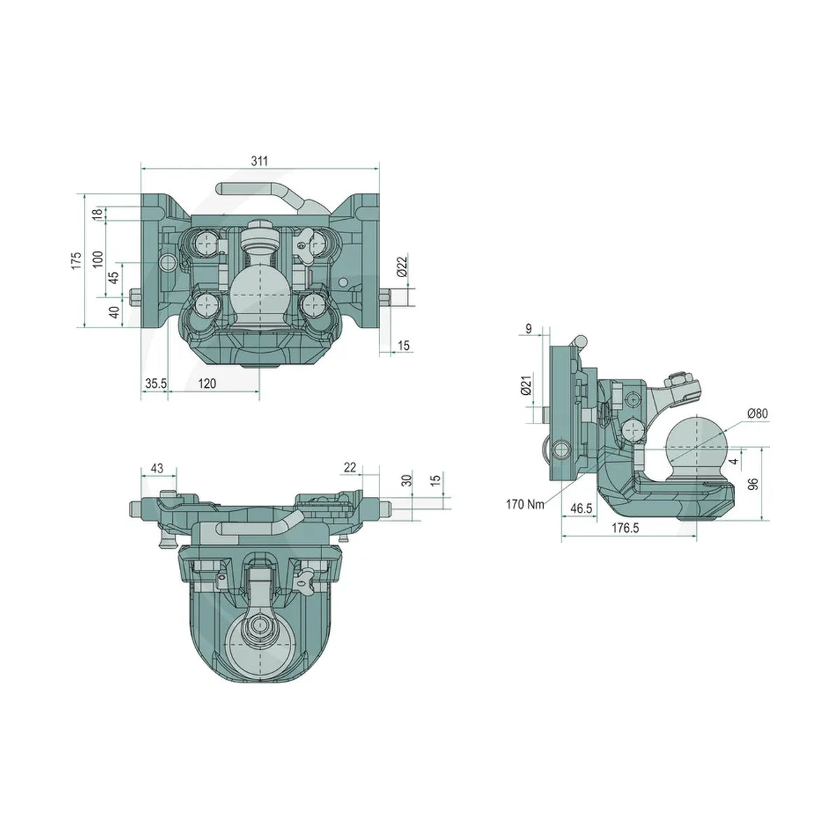 Schita dimensiuni Insertie bila tiranti pentru John Deere, Case IH, New Holland scharmüller 777056311420