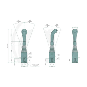 Schita dimensiuni Joystick incarcator frontal hidraulic P40/P80 fara comutator, pentru P40 si P80 GRANIT 87002322