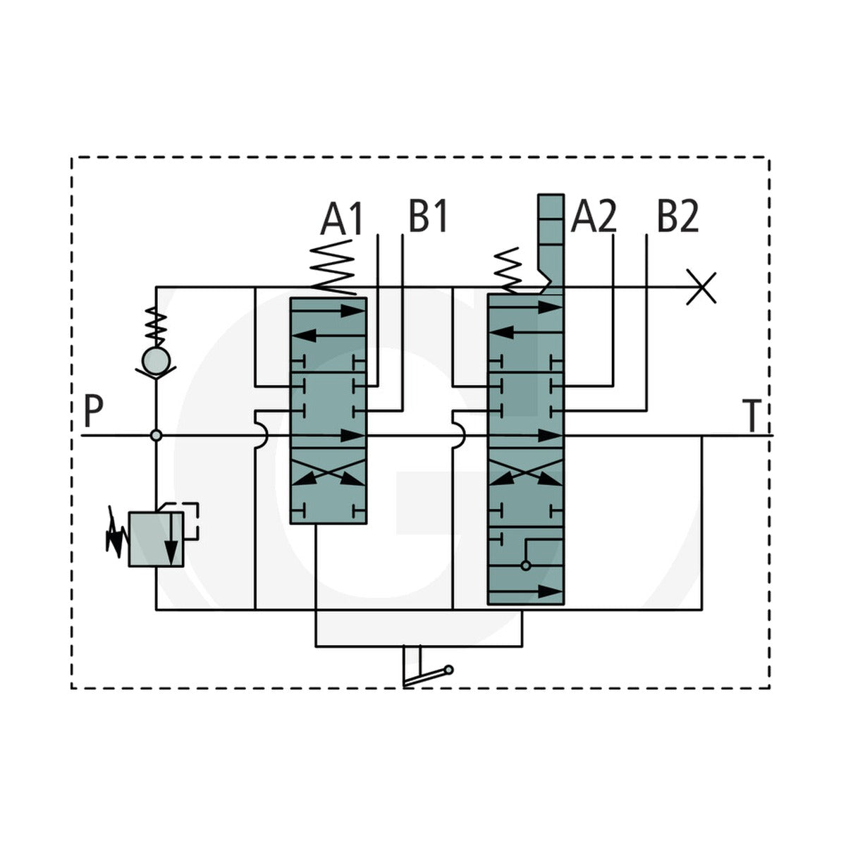 Schita dimensiuni Kit joystick cu distribuitor hidraulic pentru incarcator frontal P40 1A1K16 GV1 - 11-KIT 1500 GRANIT 87000935