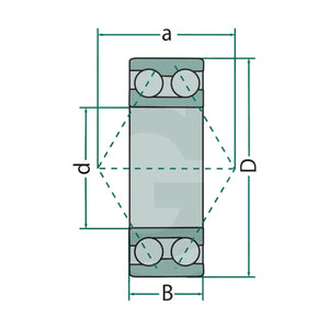 Schita dimensiuni Lagar cu bile canelate 30 x 62 x 23, 8 mm compatibil Väderstad GRANIT 18007 405814