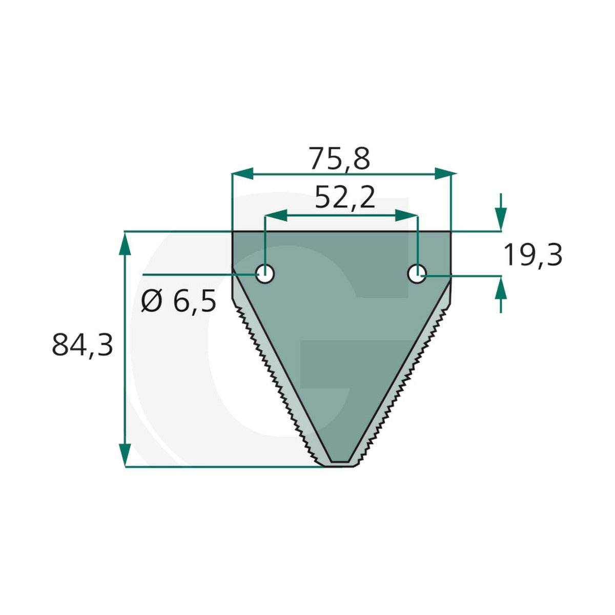 Schita dimensiuni Lama cutit cositor zimtata in partea superioara, grosime 3 mm compatibila Laverda GRANIT 525321219850/25