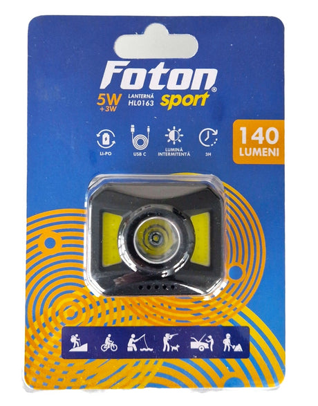 Lanterna frontala Foton Sport HL0163 7 moduri, USB-C, 3W+5W COB alb/rosu 304140163